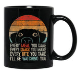 Funny Dog Retro Dog Tee I'Ll Be Watching You Dog Black Coffee Mug, Gift Coffee Mug - Black