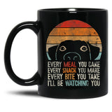Funny Dog Retro Dog Tee I'Ll Be Watching You Dog Black Coffee Mug, Gift Coffee Mug