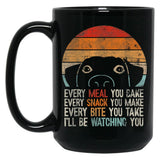 Funny Dog Retro Dog Tee I'Ll Be Watching You Dog Black Coffee Mug, Gift Coffee Mug