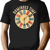Funny Dominoes Player Shirt Vintage Retro Clock Graphic T-Shirt - Black