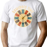 Funny Dominoes Player Shirt Vintage Retro Clock Graphic T-Shirt - White
