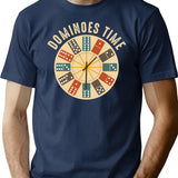 Funny Dominoes Player Shirt Vintage Retro Clock Graphic T-Shirt - Navy