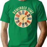 Funny Dominoes Player Shirt Vintage Retro Clock Graphic T-Shirt - Green