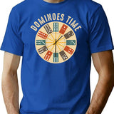 Funny Dominoes Player Shirt Vintage Retro Clock Graphic T-Shirt - Blue
