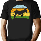 Funny Donkey Vintage Sunset T-Shirt - Retro Graphic Casual Tee - Black