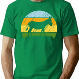 Funny Donkey Vintage Sunset T-Shirt - Retro Graphic Casual Tee - Green