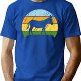 Funny Donkey Vintage Sunset T-Shirt - Retro Graphic Casual Tee - Blue