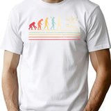 Funny Drummer Graphic. Retro Vintage Evolution Of Man Print T-Shirt - White
