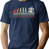 Funny Drummer Graphic. Retro Vintage Evolution Of Man Print T-Shirt - Navy