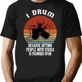 Funny Drummer Retro Vintage Sunset Drum Birthday Party T-Shirt - Black