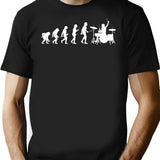 Funny Drummer T Shirt. Retro Vintage Evolution Of Man Shirt - Black