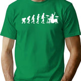 Funny Drummer T Shirt. Retro Vintage Evolution Of Man Shirt - Green