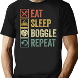 Funny Eat Sleep Boggle Repeat Retro Vintage Gift T-Shirt - Black