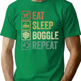 Funny Eat Sleep Boggle Repeat Retro Vintage Gift T-Shirt - Green