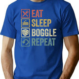 Funny Eat Sleep Boggle Repeat Retro Vintage Gift T-Shirt - Blue