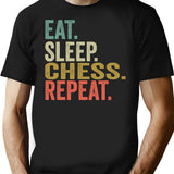 Funny Eat Sleep Chess Repeat Vintage Retro Chess Lover Gift T-Shirt - Black