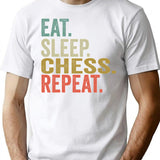 Funny Eat Sleep Chess Repeat Vintage Retro Chess Lover Gift T-Shirt - White