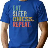 Funny Eat Sleep Chess Repeat Vintage Retro Chess Lover Gift T-Shirt - Blue
