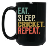 Funny Eat Sleep Cricket Repeat Vintage Retro Cricket Lover Gift Black Coffee Mug, Gift Coffee Mug
