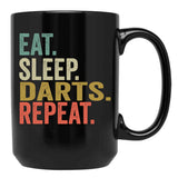Funny Eat Sleep Darts Repeat Vintage Retro Darts Lover Gift Black Coffee Mug, Gift Coffee Mug - Black