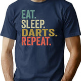 Funny Eat Sleep Darts Repeat Vintage Retro Darts Lover Gift T-Shirt - Navy