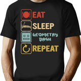 Funny Eat Sleep Geometry Dash Repeat Retro Vintage Geometry Dash Dad Gift Fathers Day Kids Birthd T-Shirt - Black