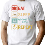 Funny Eat Sleep Geometry Dash Repeat Retro Vintage Geometry Dash Dad Gift Fathers Day Kids Birthd T-Shirt - White
