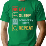 Funny Eat Sleep Geometry Dash Repeat Retro Vintage Geometry Dash Dad Gift Fathers Day Kids Birthd T-Shirt - Green