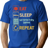 Funny Eat Sleep Geometry Dash Repeat Retro Vintage Geometry Dash Dad Gift Fathers Day Kids Birthd T-Shirt - Blue