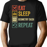 Funny Eat Sleep Geometry Dash Repeat Retro Vintage (1) T-Shirt - Black
