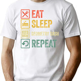 Funny Eat Sleep Geometry Dash Repeat Retro Vintage (1) T-Shirt - White