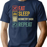 Funny Eat Sleep Geometry Dash Repeat Retro Vintage (1) T-Shirt - Navy