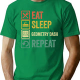 Funny Eat Sleep Geometry Dash Repeat Retro Vintage (1) T-Shirt - Green