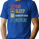 Funny Eat Sleep Geometry Dash Repeat Retro Vintage (1) T-Shirt - Blue