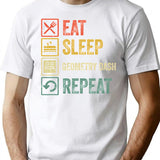 Funny Eat Sleep Geometry Dash Repeat Retro Vintage T-Shirt - White