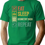 Funny Eat Sleep Geometry Dash Repeat Retro Vintage T-Shirt - Green