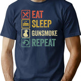 Funny Eat Sleep Gunsmoke Repeat Retro Vintage T-Shirt - Navy