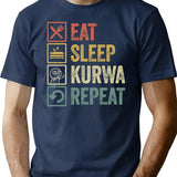 Funny Eat Sleep Kurwa Repeat Retro Vintage Gift T-Shirt - Navy