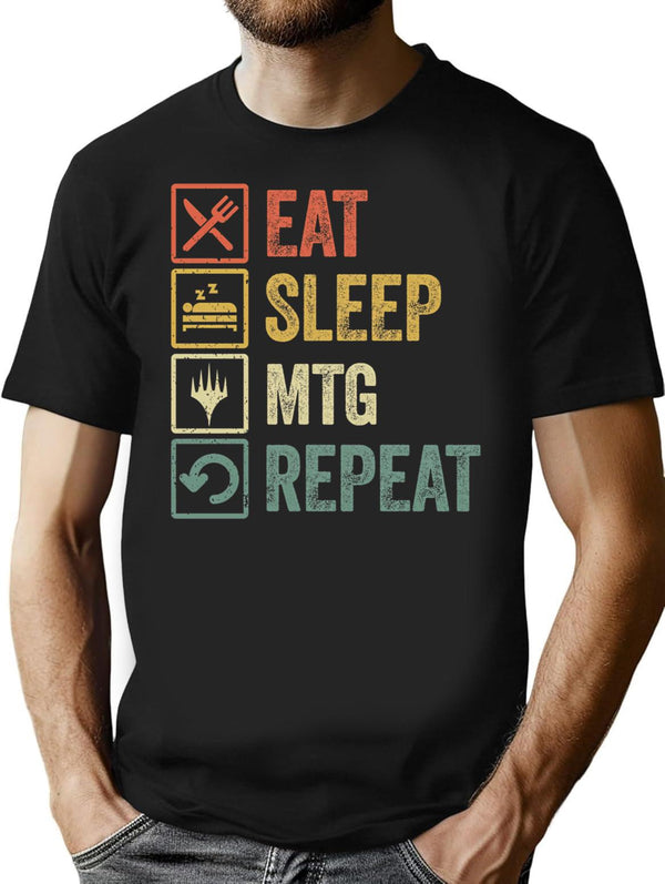 Funny Eat Sleep Mtg Repeat Retro Vintage Gift T-Shirt - Black