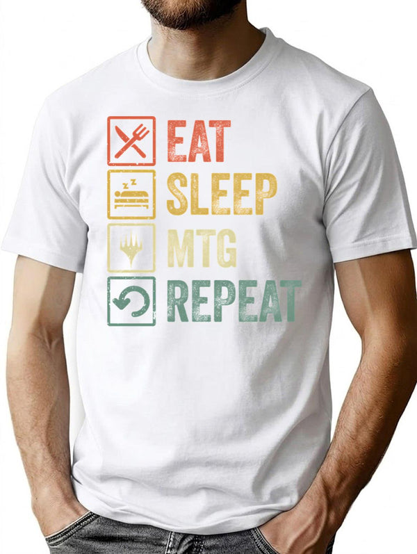 Funny Eat Sleep Mtg Repeat Retro Vintage Gift T-Shirt - White