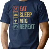 Funny Eat Sleep Mtg Repeat Retro Vintage Gift T-Shirt - Navy