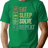 Funny Eat Sleep Solve Repeat Retro Vintage Gift T-Shirt - Green