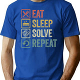 Funny Eat Sleep Solve Repeat Retro Vintage Gift T-Shirt - Blue