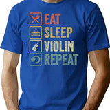 Funny Eat Sleep Violin Repeat Retro Vintage Gift T-Shirt - Blue