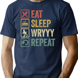 Funny Eat Sleep Wryyy Repeat Retro Vintage Gift T-Shirt - Navy