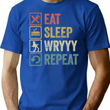 Funny Eat Sleep Wryyy Repeat Retro Vintage Gift T-Shirt - Blue
