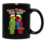 Funny Eclectus Merry Christmas Every Birdie Black Coffee Mug, Gift Coffee Mug - Black