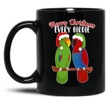 Funny Eclectus Merry Christmas Every Birdie Black Coffee Mug, Gift Coffee Mug