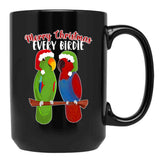Funny Eclectus Merry Christmas Every Birdie Black Coffee Mug, Gift Coffee Mug - Black