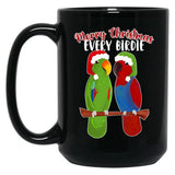Funny Eclectus Merry Christmas Every Birdie Black Coffee Mug, Gift Coffee Mug